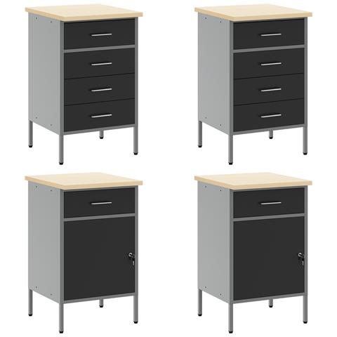 Set di 10 Pezzi di Armadietto e Pannello forato  Nero MDF e Metallo - Foto 7