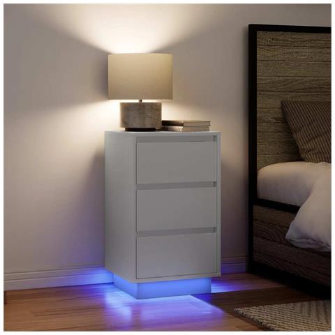 Comodini con Luci LED Bianco 38x34x65 cm - Foto 2