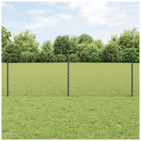 Recinzione in Rete Metallica con 22 Post U Grigi 0,6x25 m in Acciaio - Foto 2