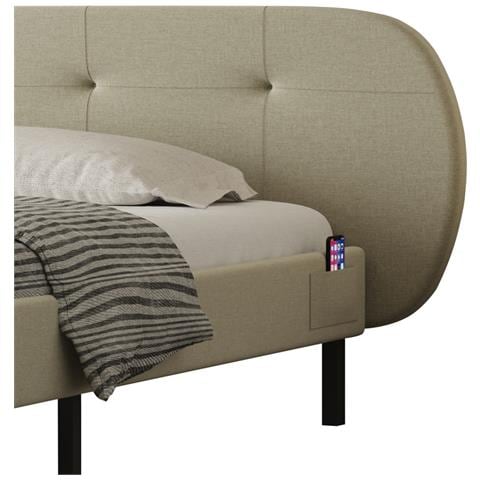 Tulsa Letto Imbottito 140x190cm Beige Con Testiera E Rete - Foto 5