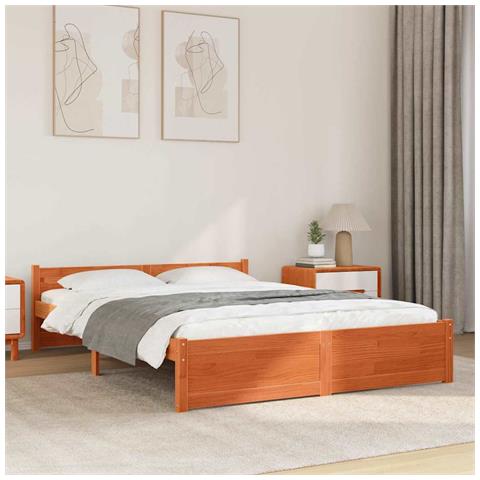 Struttura del letto con testiera Cera marrone 140 x 190 cm - Foto 2