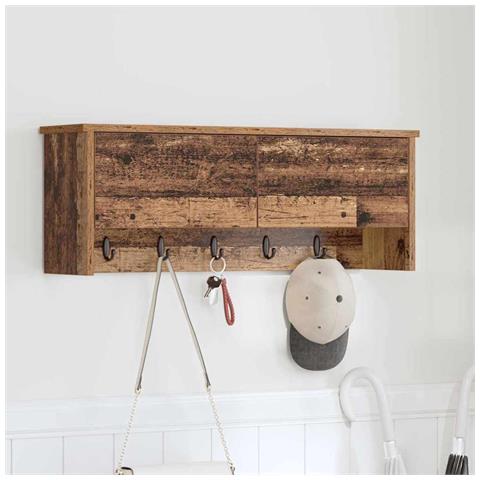 Appendiabiti a muro con porta Legno vecchio 80 x 20 x 30 cm - Foto 2