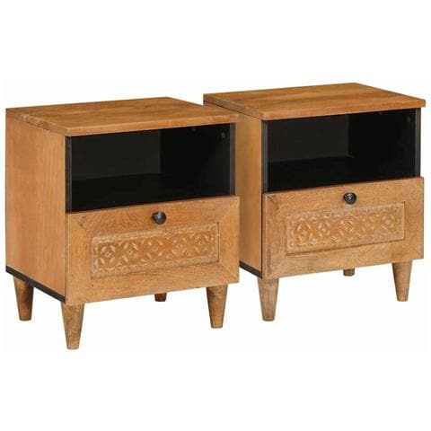 Comodino con cassetto 2 pcs Marrone chiaro 40 x 33 x 46 cm - Foto 1