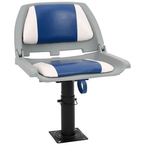 Set Sedile per Barca Pieghevole 4 pz Blu e Bianco 48x51x41 cm - Foto 2