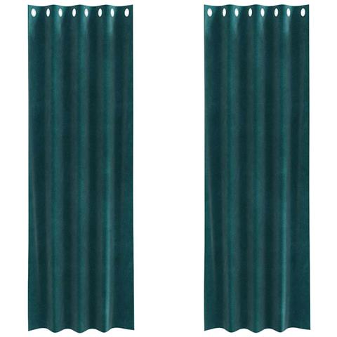 Tende con tende 2 pcs Verde Scuro 140 x 260 cm Velluto - Foto 1