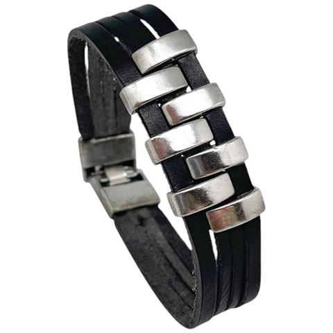 Bracciale A Scaglie In Pelle Nera - Foto 1