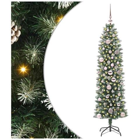 Albero di Natale Artificiale Sottile Verde e Bianco 150 cm - Foto 1