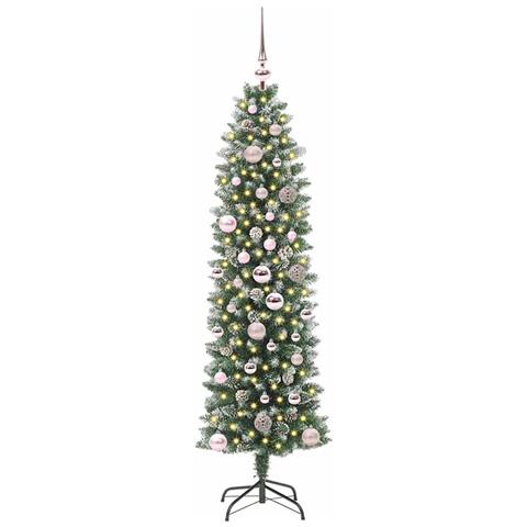 Albero di Natale Artificiale Sottile Verde e Bianco 150 cm - Foto 2