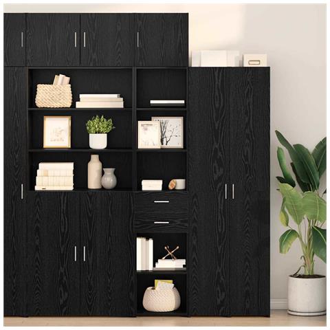 Credenza Rovere Nero 40 x 42,5 x 185 cm Legno multistrato - Foto 2