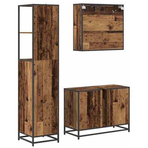 Set di mobili per il bagno con cassetto 3 pcs Legno vecchio - Foto 9