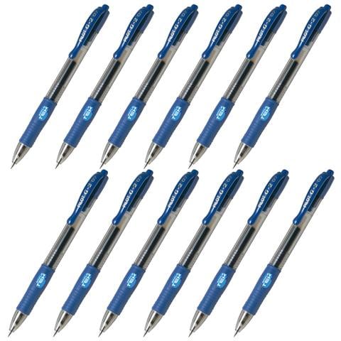 12 X Penne A Gel G-2 07 0.7mm Blu A Scatto Ricaricabile Antisbavature - Foto 1