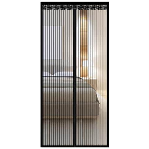 Tenda Zanzariera Magnetica Per Porta, Poliestere A Righe, 9 Paia Di Fibbie, 90cm X 200cm - Foto 1