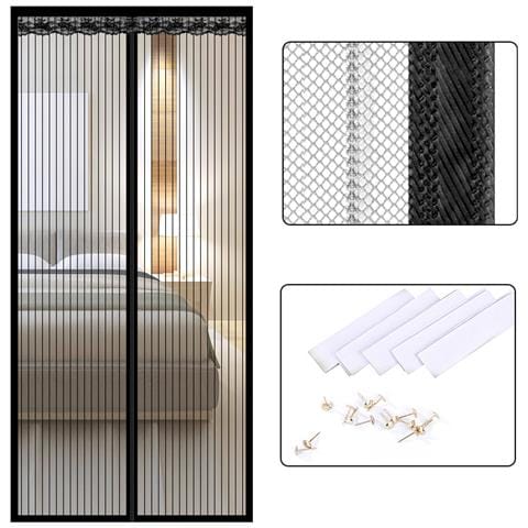 Tenda Zanzariera Magnetica Per Porta, Poliestere A Righe, 9 Paia Di Fibbie, 90cm X 200cm - Foto 2