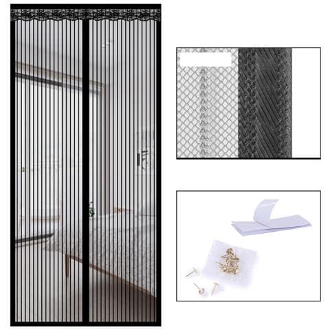 Tenda Zanzariera Magnetica Per Porta, Poliestere A Righe, 9 Paia Di Fibbie, 90cm X 200cm - Foto 4