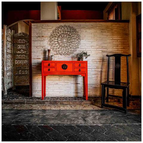 Mobile Da Ingresso In Legno Rosso 93x25x84cm - Foto 2