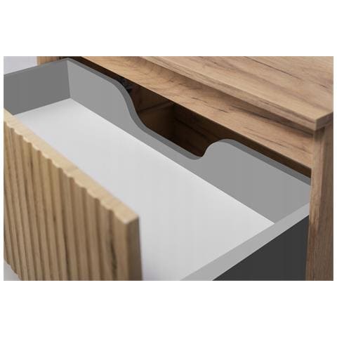| Mobiletto - 60 cm | Marrone opaco - Rovere | L /H /D 60/57/46 cm | 2 cassetti Softclose | Mobili da bagno, mobili da bagno, mobili base - Foto 2