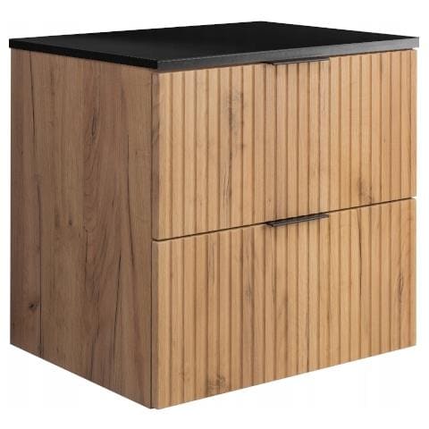 | Mobiletto - 60 cm | Marrone opaco - Rovere | L /H /D 60/57/46 cm | 2 cassetti Softclose | Mobili da bagno, mobili da bagno, mobili base - Foto 1