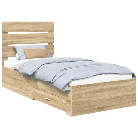Struttura del letto Rovere Sonoma 90 x 190 cm Legno multistrato - Foto 1