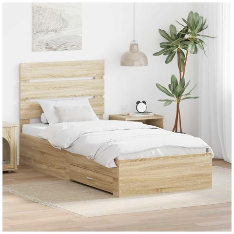 Struttura del letto Rovere Sonoma 90 x 190 cm Legno multistrato - Foto 2