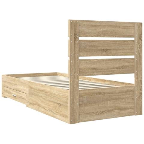 Struttura del letto Rovere Sonoma 90 x 190 cm Legno multistrato - Foto 9