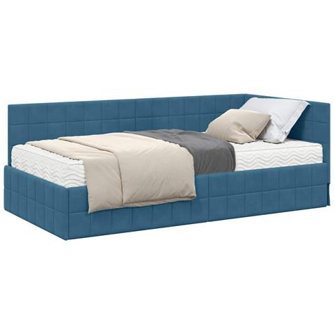 Struttura Letto Angolare con Materasso 2 pcs Blu Velluto - Foto 1
