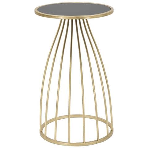 Portavaso Flush Tondo A C In Ferro Oro E Piano Vetro Nero 35x60 Cm - Foto 2
