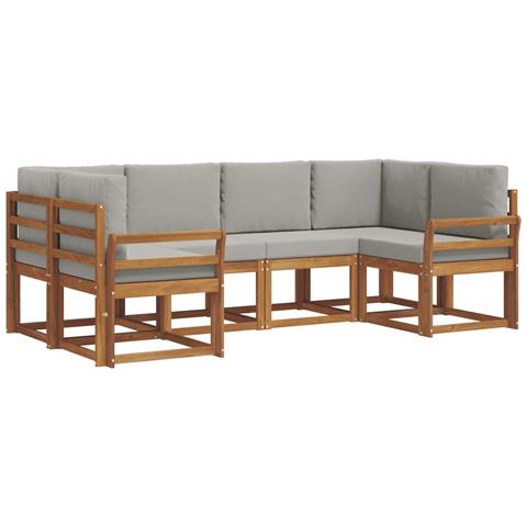 Set di divani da esterno 6 pcs Grigio Naturale e Chiaro - Foto 1
