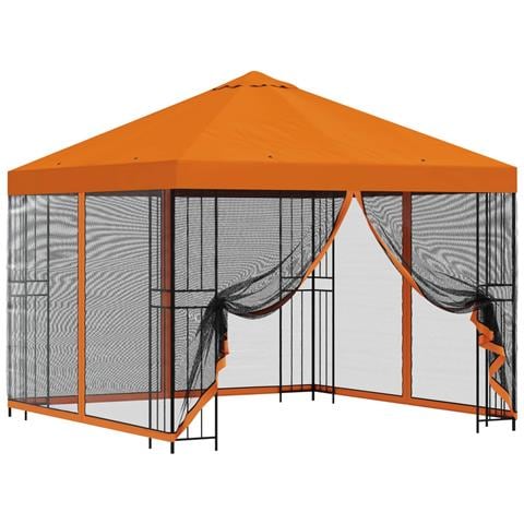 Gazebo da giardino con pareti laterali 3 x 3 m Arancione - Foto 1