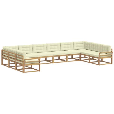 Set di divani da esterno con cuscino 10 pcs Bianco e Crema - Foto 1