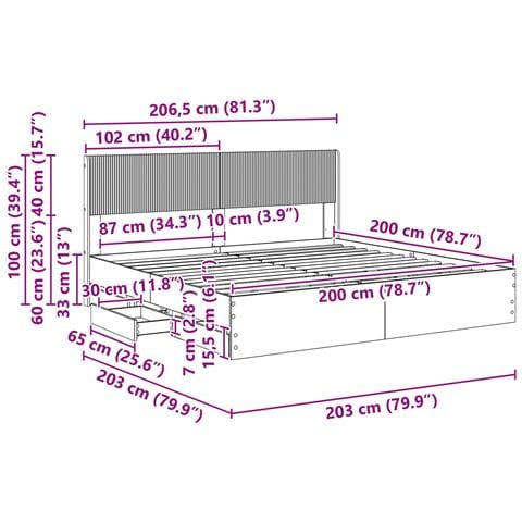 Struttura del letto con stoccaggio e testata Bianco - Foto 10