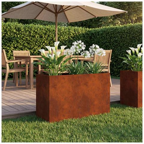 Vaso da giardino Ruggine 80 x 30 x 50 cm Acciaio Corten - Foto 2