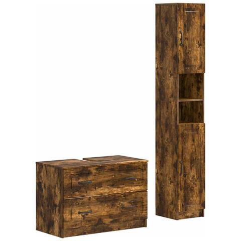 Set di Armadi da Bagno da 2 Pezzi UTRECHT Rovere Fumo - Foto 1
