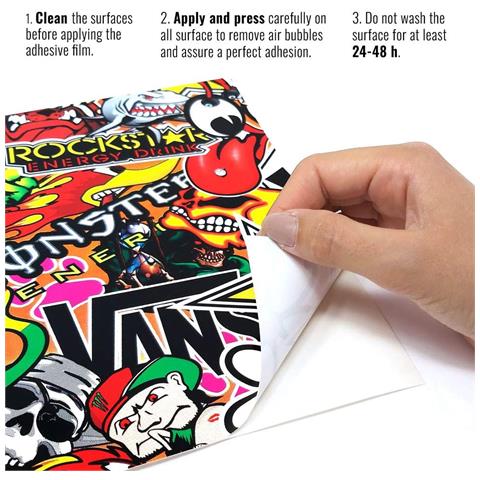 Foglio Pellicola Adesiva per Wrapping Sticker Bomb Regular, 120 x 152 cm - Foto 6