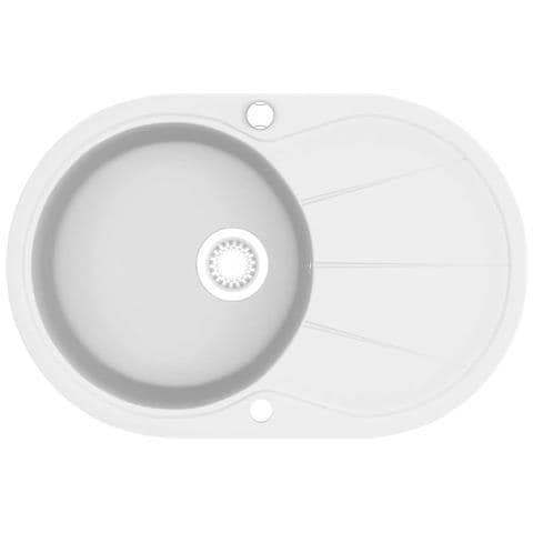 Lavello da Cucina in Granito Vasca Singola Ovale Bianco - Foto 1
