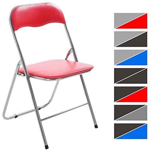 Sedia Pieghevole Felix In Plastica (pvc) I Sedia Chiudibile Telaio In Metallo E Seduta In Plastica Imbottita I Sedia Riunioni Ospiti Rosso-argento - Foto 1