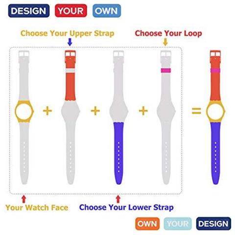 Sostituzione Impermeabile Gomma Di Silicone Del Cinturino Di Vigilanza Il Cinturino Per Swatch (17 Millimetri 19 Millimetri 20mm) (19 Mm Rosso)  - Foto 2