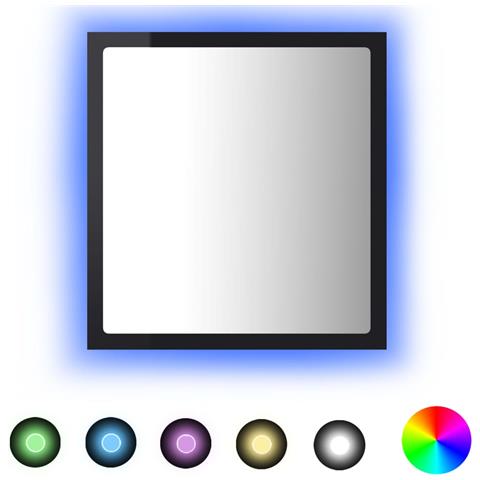 Specchio da Bagno LED Nero Lucido 40x8,5x37 cm in Acrilico - Foto 1