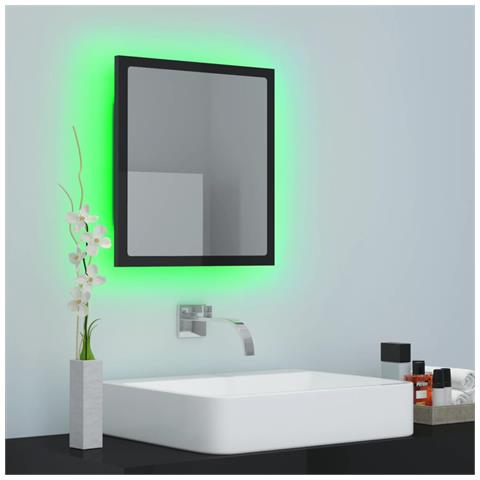 Specchio da Bagno LED Nero Lucido 40x8,5x37 cm in Acrilico - Foto 10