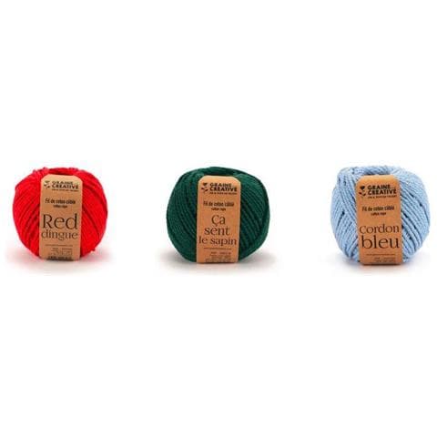 3 Rocchetti Di Filo Di Cotone Per Macramè - Verde-blu-rosso - Foto 1