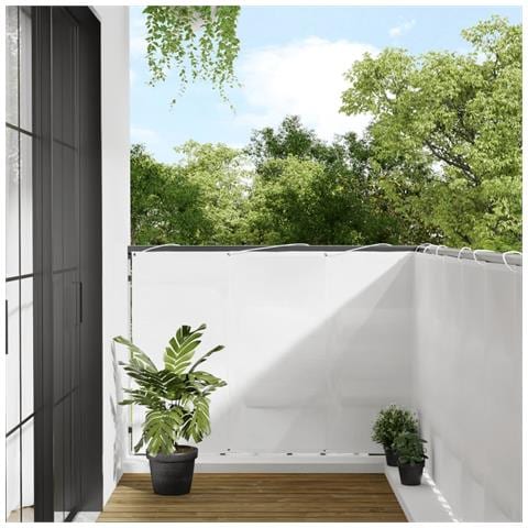 Paravento Da Balcone Bianco 120x700 Cm 100% Poliestere Oxford - Foto 1