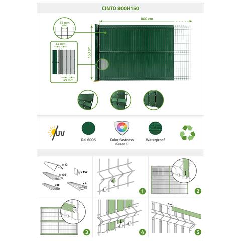 Kit Lamelle Oscuranti In Pvc 8m Cinto H. 150cm Verde - Foto 8