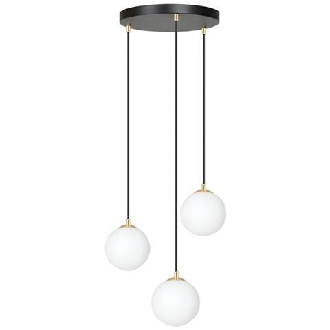 Lampada A Sospensione Royal - Nero, Oro, Bianco - Acciaio Verniciato A Polvere, Vetro - 40x100x40 Cm - Foto 1