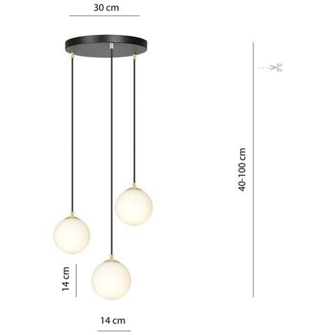 Lampada A Sospensione Royal - Nero, Oro, Bianco - Acciaio Verniciato A Polvere, Vetro - 40x100x40 Cm - Foto 8