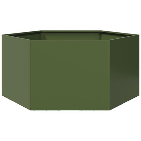 Fioriera da Giardino Verde Oliva Esagono 104x90x45 cm Acciaio - Foto 1
