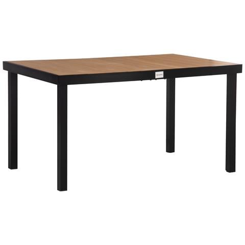 Tavolo da Giardino per 6 Persone in Alluminio e Plastica, Nero e Color Legno - Foto 1