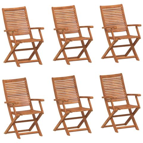 Sedie Giardino Pieghevoli 6 Pz 57x66x95cm Legno Massello Acacia - Foto 2