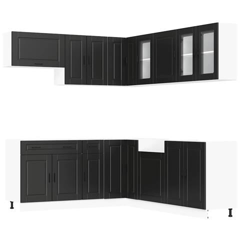 Set Mobili Da Cucina 11 Pz Porto Neri Legno Multistrato - Foto 2