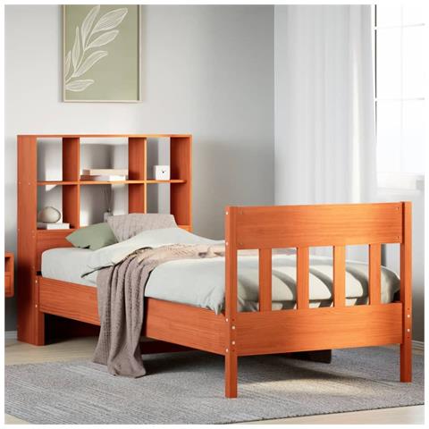Letto Senza Materasso Marrone Cera 75x190 Cm In Legno Di Pino - Foto 1