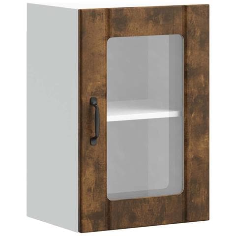 Pensile Da Cucina Con Porta In Vetro Lucca Rovere Fumo - Foto 2