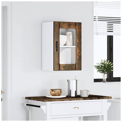 Pensile Da Cucina Con Porta In Vetro Lucca Rovere Fumo - Foto 3